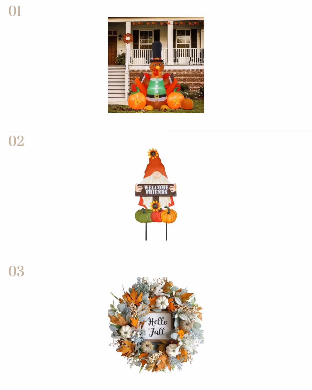 Featured image for Must-Have Thanksgiving Decorations for 2024 showing Inflatable Turkey Outdoor, Autumn-Themed Outdoor Decoration, Fall Wreath