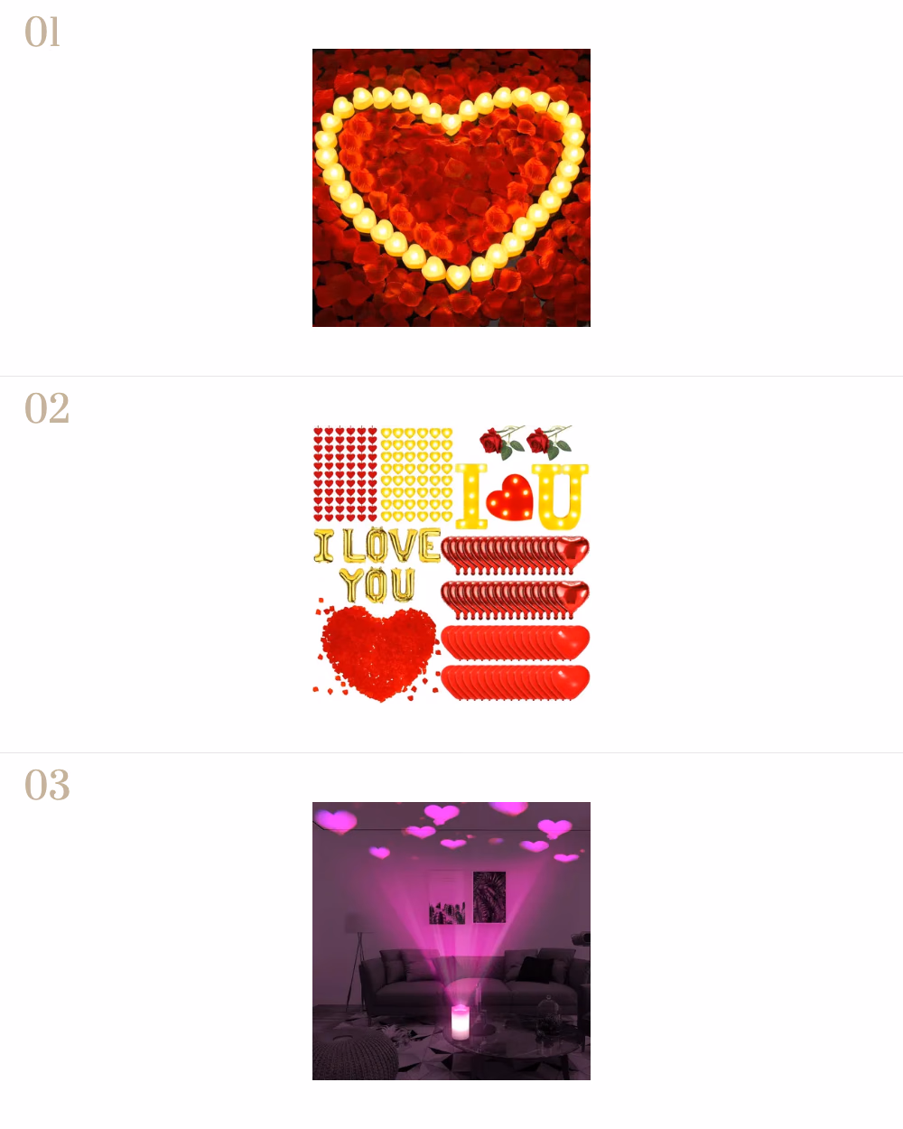 Featured image for Top Cozy and Romantic Home Essentials for Valentine’s Day showing Romantic Candles for Valentine's Decorations, Valentines Room Decor Kit, Valentine Projector Nightlight