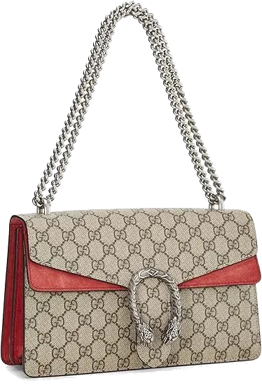 Gucci Dionysus GG canvas bag with red suede trim and a tiger-head closure