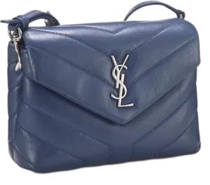 Navy quilted Saint Laurent Loulou shoulder bag with the YSL monogram