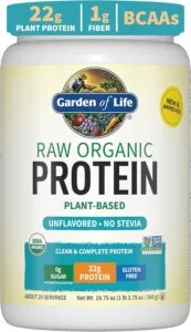 Garden of Life Raw Organic plant-based protein powder tub