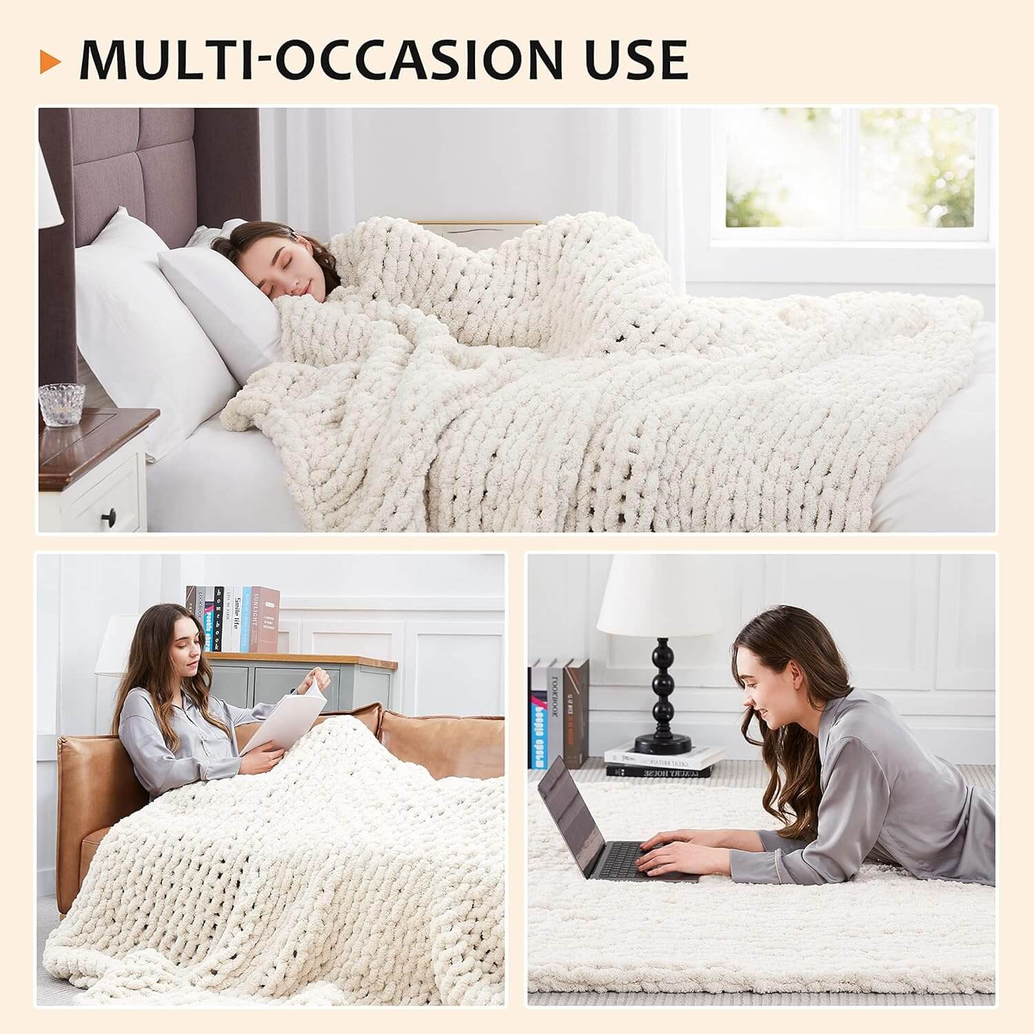 L�AGRATY Chunky Knit Blanket Throw